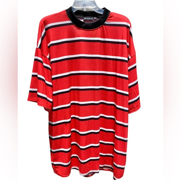 💥LAST CALL💥 PRETTYLITTLETHING Stripe Oversize Boyfriend T-Shirt Dress Sz 8 Top - Picture 3 of 8